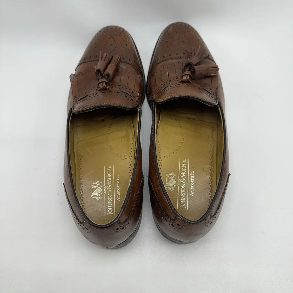 Johnston Murphy Aristocraft Kiltie Tassel‎ Cap Toe Loafers Men's 9 D/B Brown